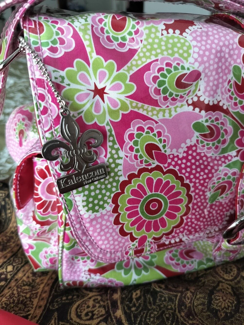 Kalencom Laminated Buckle Diaper Bag Set - Gypsy Paisley Cotton Candy NWOT 2012